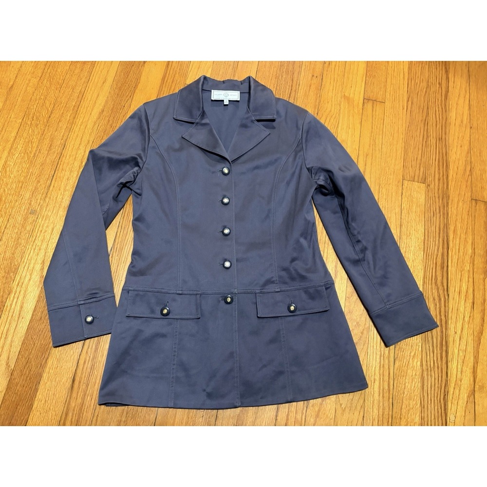 St. John Sport Marie Gray Stretch Cotton Blazer Jacket Women's Small
